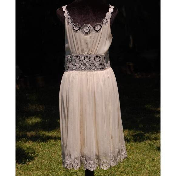 Catherine Malandrino Ivory Embroidered Silk Dress - Picture 4 of 4